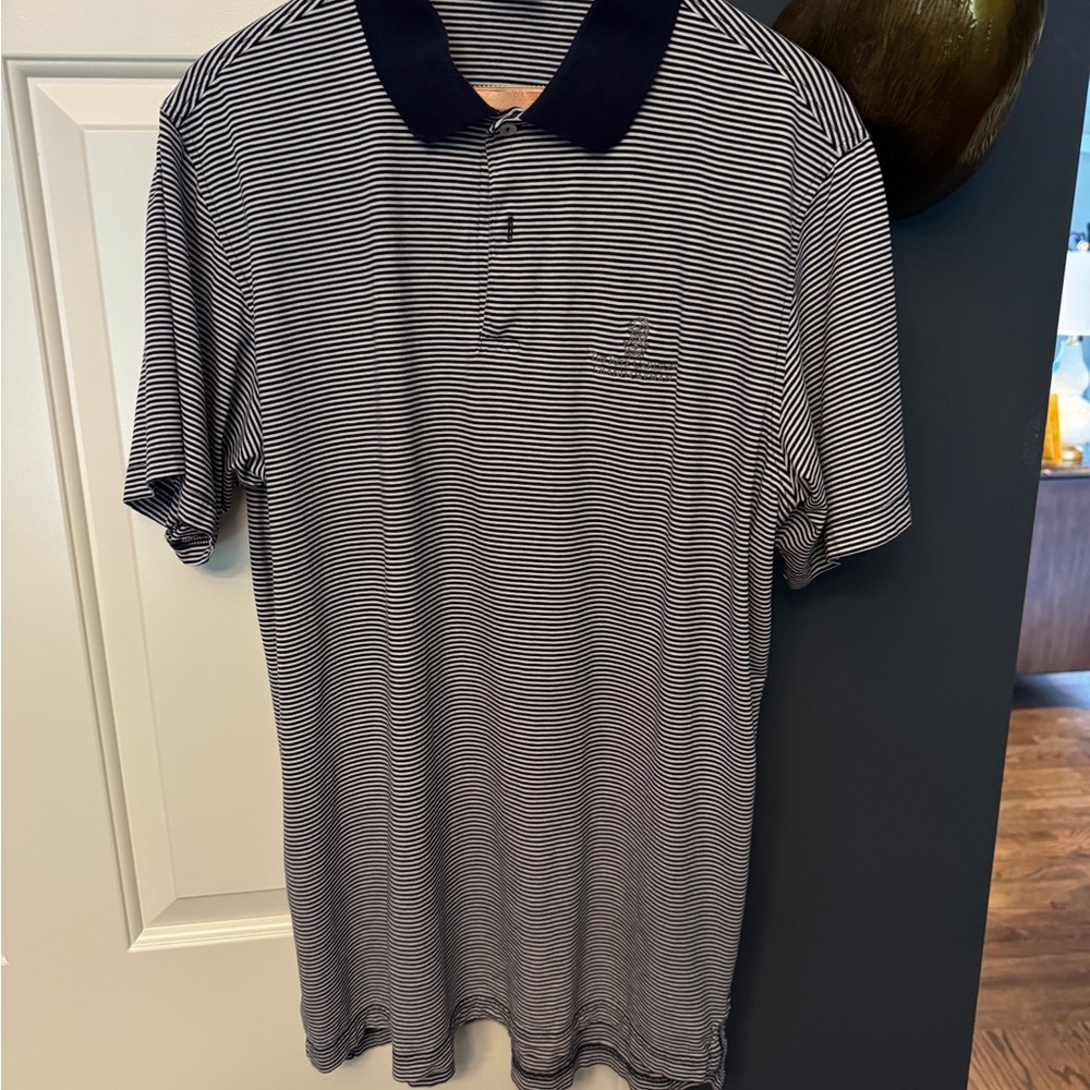 Ritz Carlton Grand Canyon Black and White Striped Polo Shirt
